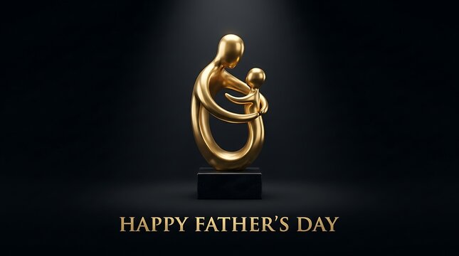 Happy Father's Day Gold Statue with Heartfelt Message
