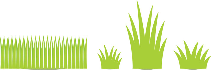 Green Grass Border and Individual Tuft Vector Set for Spring Nature Landscape and Outdoor Environment Graphic Design © Sabbir Studio