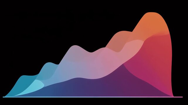 Vibrant abstract mountain landscape with colorful peaks rising high