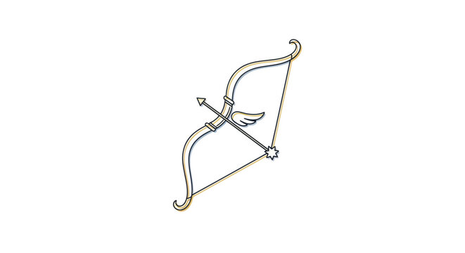 Cupid's Bow and Arrow with Wings and Star Icon