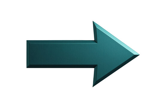 3d teal arrow pointing right on transparent background indicating direction, progress, navigation, and next step