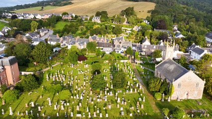Obraz premium Aerial View of Rosemarkie Church and Graveyard in the Scottish Highlands