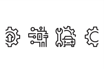 Obraz premium Industrial Automation Line Icon Set for Engineering and Technology Design