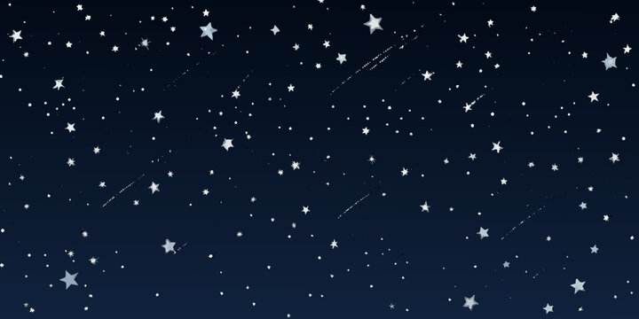 starry night sky with shooting stars dark blue background