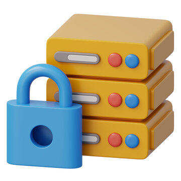 Enterprise cloud secure server rack padlock 3d for data encryption internet protection technology