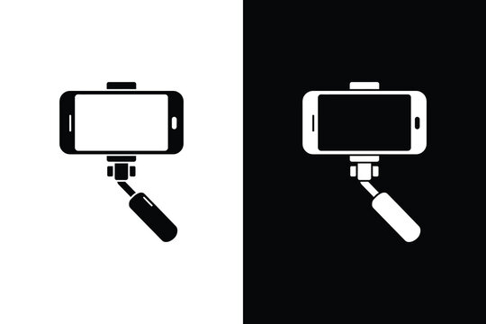 Minimal smartphone selfie stick vector, Clean line mobile accessory illustration