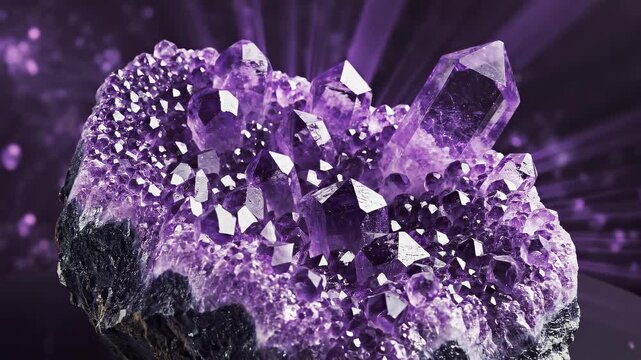 Amethyst crystal cluster with purple hues.