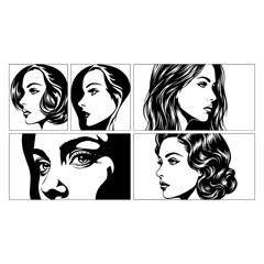 Obraz premium Women Face Collection Illustration