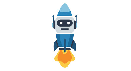 Cute robot astronaut in rocket launching into space, futuristic concept illustration © Fiks