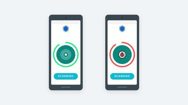 Mobile Antivirus Security App Scan Process Motion Graphic. 4K Video