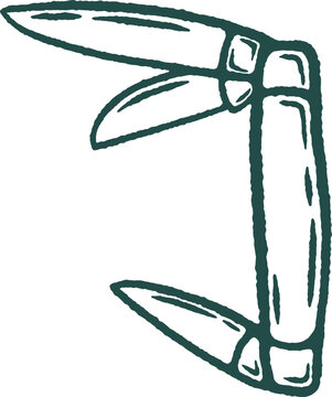 Three Blade Pocket Knife Illustration