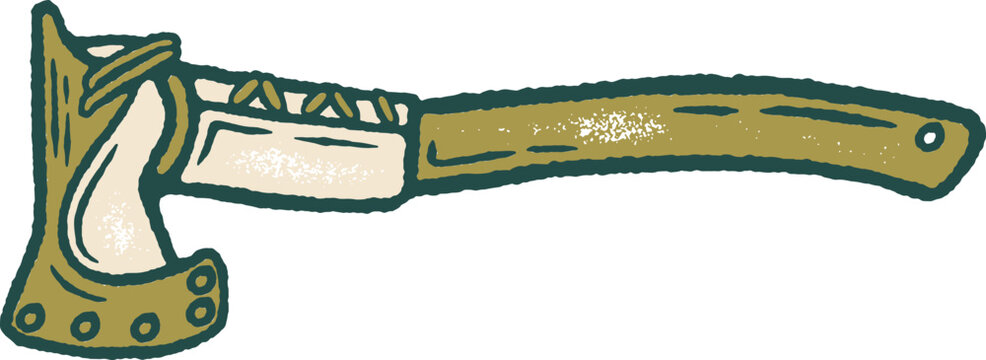 Rustic Wooden Hand Axe Illustration