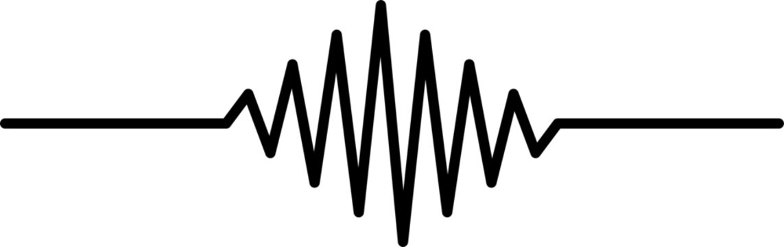 A black line on a white background depicting a waveform with an increasing and then decreasing amplitude, resembling a burst signal or damped oscillation.