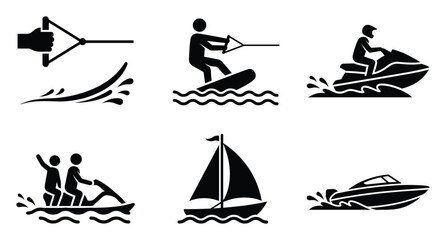 Obraz premium Water sports and boating icons depicting summer activities for graphic projects