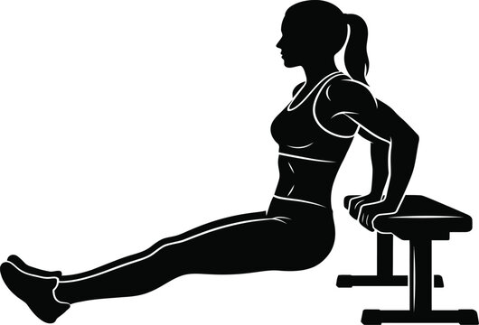Woman Doing Tricep Dips Exercise Vector