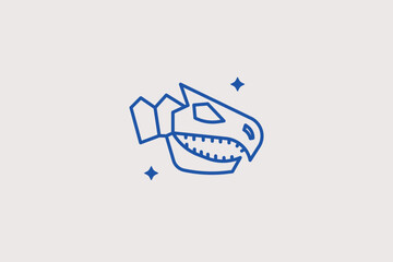Dinosaur skull fossil line icon for paleontology and prehistoric research. Impressive vector illustration for museum signage and dinosaur fan blogs. © HenryFord