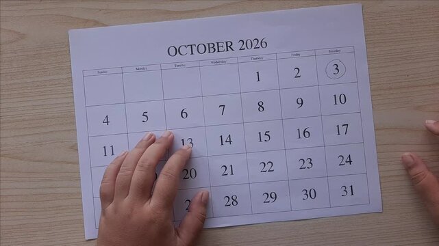 marking 3 October 2026 date on the calendar