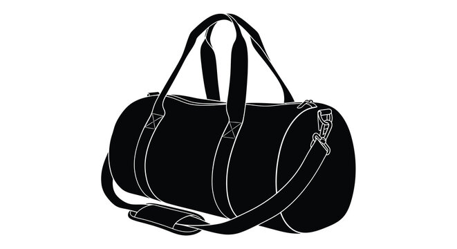 Black duffel bag silhouette with shoulder strap minimalist style