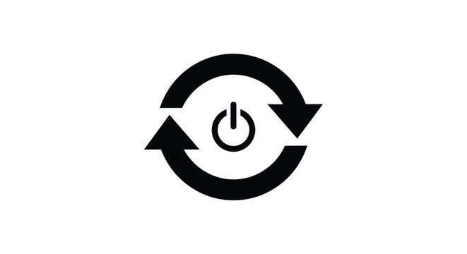 Power recycle icon circular arrows with power button black silhouette