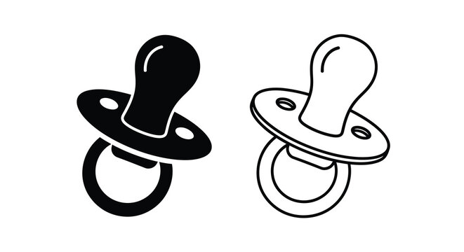 Baby pacifier silhouettes black and white illustration silhouette