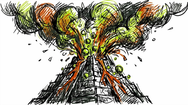 Volcanic Eruption Vector Illustration Raw Power Abstract Graphic For Commercial Use