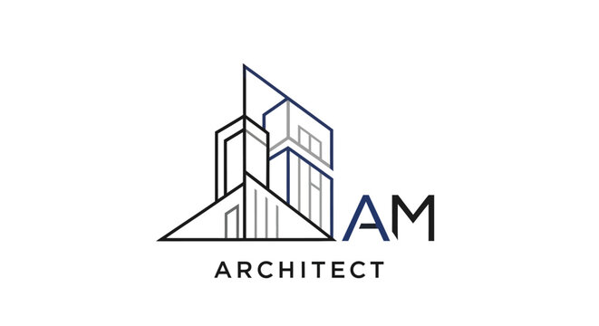 Modern Architectural Logo with Building Silhouette and IAM Architect Text