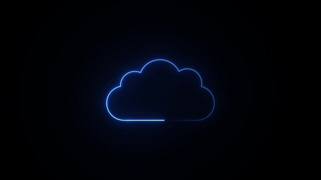 Cloud Computing Neon Sign Cloud on Black Background Technology Concept cloud technology