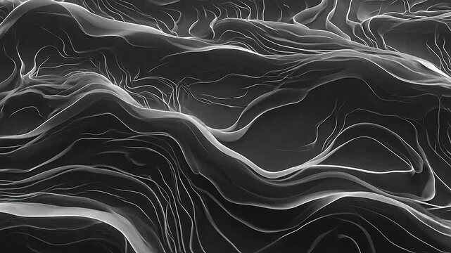 Abstract monochrome background with flowing lines and smooth organic wave patterns