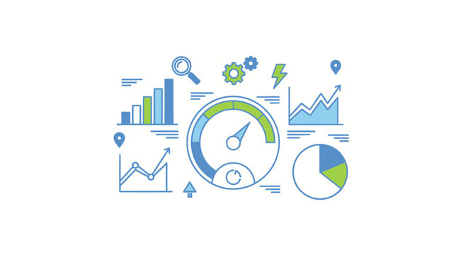 Business Analytics Dashboard with Charts, Graphs, and Speedometer