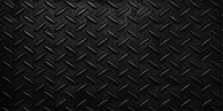 Black Steel Diamond Plate Texture Background with Industrial Metallic Surface Pattern for Modern Wallpaper and Heavy Duty Design