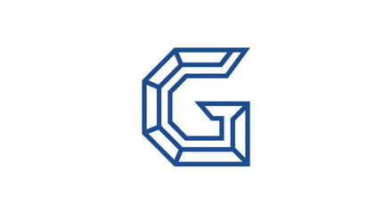 Fototapeta premium Geometric G Letter Logo, Abstract Blue Outline Monogram, Modern Font Design