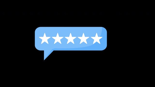 five-star rating within a speech bubble, representing excellence, positive reviews, high-quality feedback, and customer satisfaction with alpha channel