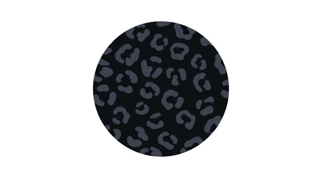 Dark leopard print circle with grey animal pattern on white