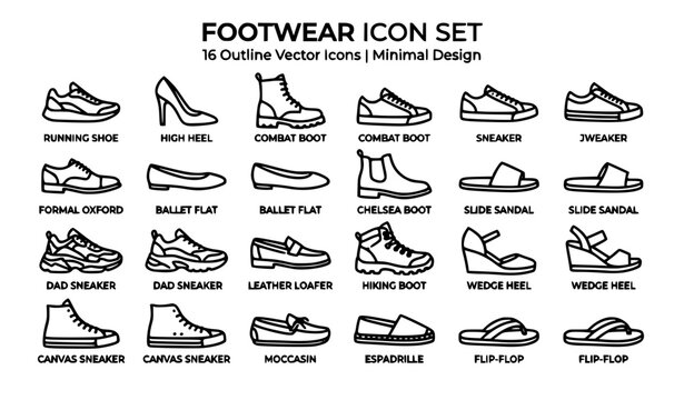 SEO Title:
Shoe outline icon set men and women footwear editable stroke vector collection isolated on white