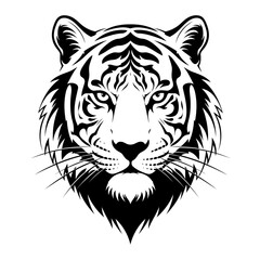 Obraz premium Icon vector illustration of a tiger head, a powerful and majestic big cat, perfect for logos, emblems, tattoos, and graphic design projects