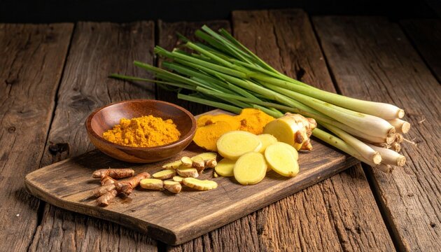 Spices on Wood.