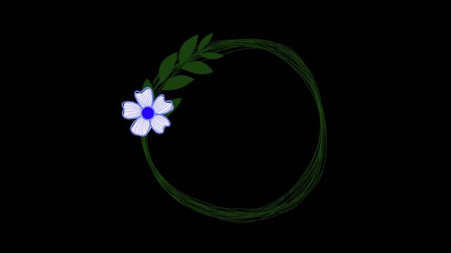 Wedding decoration flower titles copy space for text leaf wreath floral Frame animation With alpha channel.