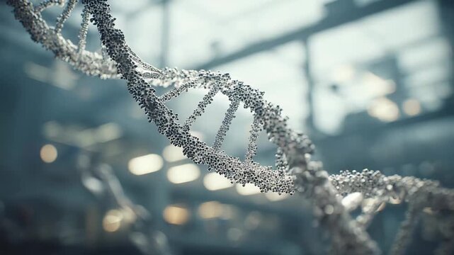 Dna double helix structure forming a molecular model, symbolizing genetic engineering, medical research, and biotechnology advancements in scientific laboratories