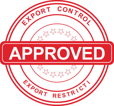 A red stamp shows approved export control with restrictive measures.