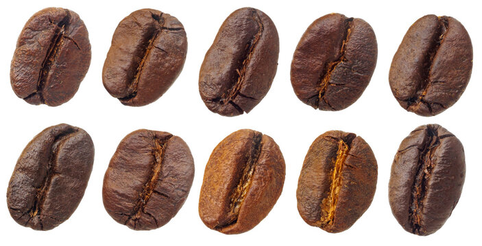 coffee beans set isolated on white background