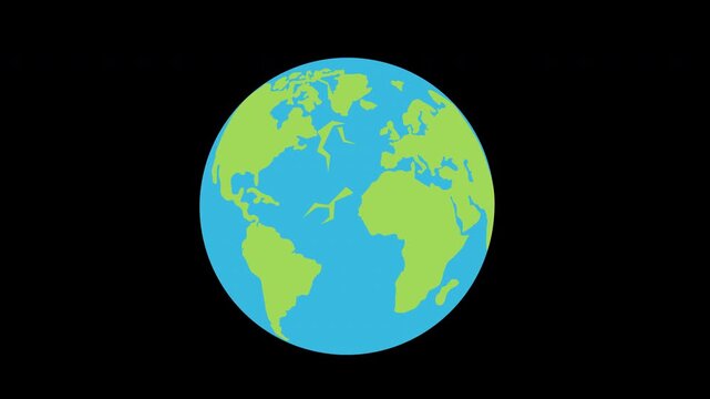 globe Planet earth map icon concept animation with alpha channel