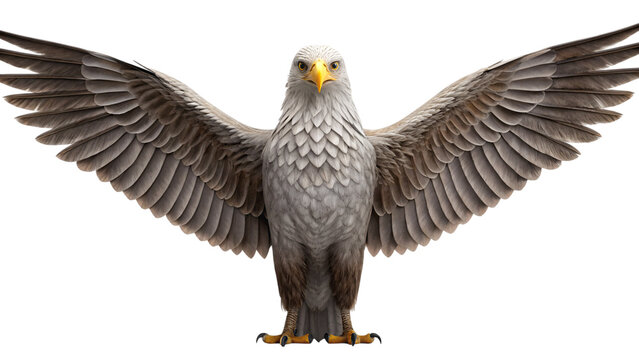 A hippogriff wings spread proud stance isolated on white background