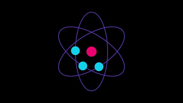 atom molecular chemistry or physic icon, concept animation with alpha channel