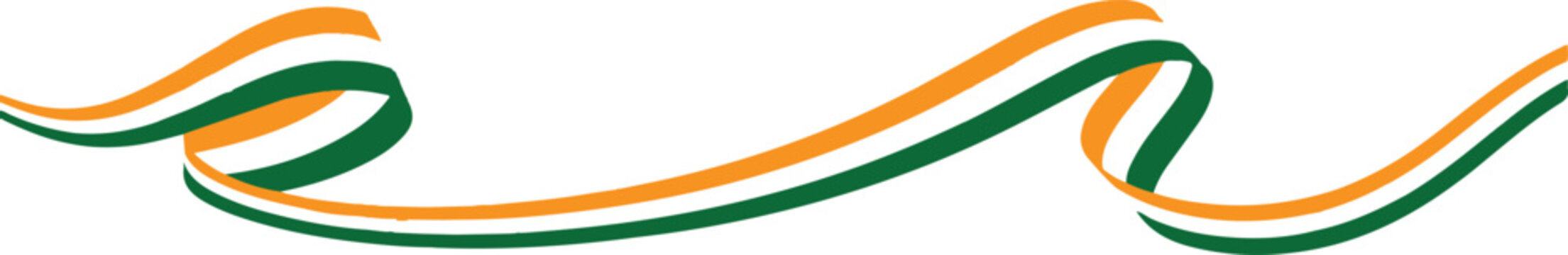 Wavy ribbons in Indian flag colors tricolor saffron
