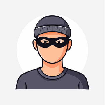 Cartoon illustration of a burglar wearing a mask and beanie