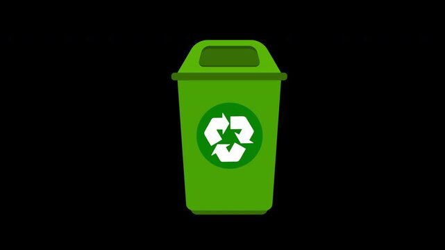 trash can,garbage can,rubbish bin concept icon loop animation video with alpha channel
