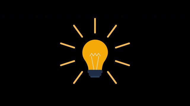 a yellow light bulb icon concept loop animation video with alpha channel