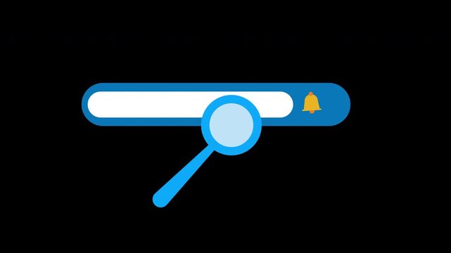 Search Bar Browser window animation Magnifying glass with alpha channel