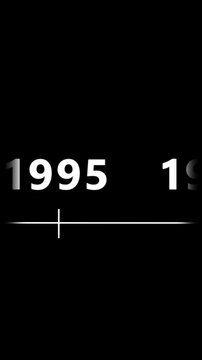 Fast time lapse speed timer showing years changing from 1970 to 2002 on dark background Minimal horizontal timeline animation  Ideal for historical, futuristic, or educational visualizations.
