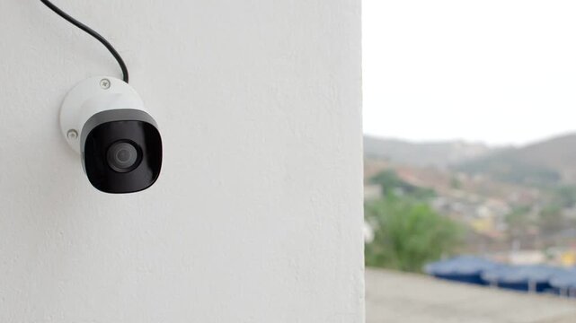 Reinforced home surveillance: CCTV camera discreetly installed on the balcony, ensuring 24/7 security. CFTV